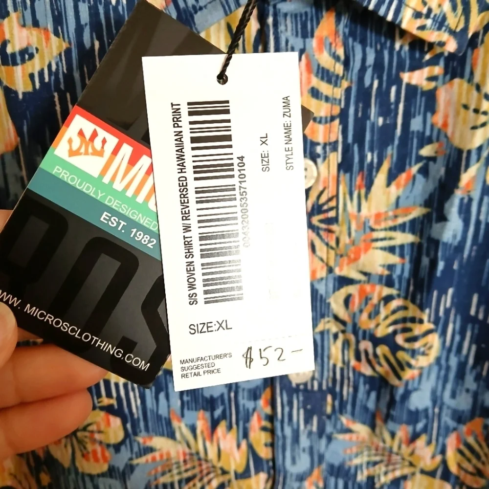 NWT MICROS Short Sleeve Mens Button Front Shirt XL Tropical Cruise Resort Beach